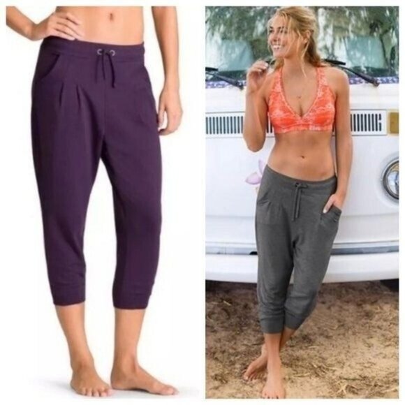 Athleta Sahaja Hi Rise Capri Pants Womens XS Purple Drawstring Loungewear Jogger - Picture 1 of 9